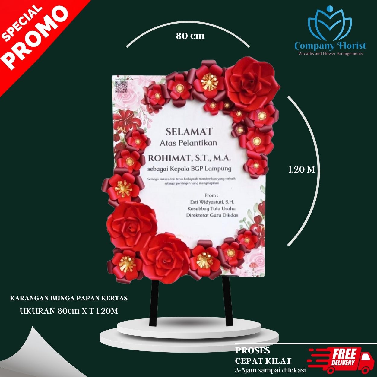 Papan Bunga Kertas Kelapa Gading – Company Florist